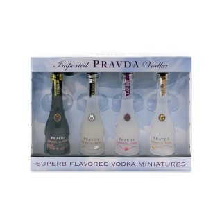 Pravda Vodka 37,5% Vol. Mini 4-Pack (Flavored) 4x 0,05l Set 1