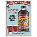 Shankys Whip Original Black Irish Whiskey Liqueur 0,7l mit 4 Shotgläsern